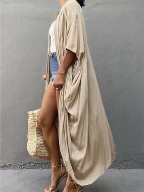 Beach Cover-Up Kimono in Taupe